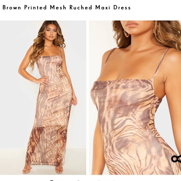 PrettyLittleThing Dresses & Skirts - Animal print mesh maxi dress